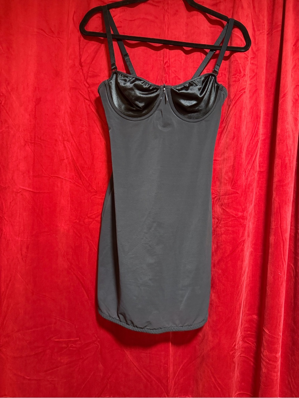 Oleg Cassini Black Satin-Trim Slip Dress